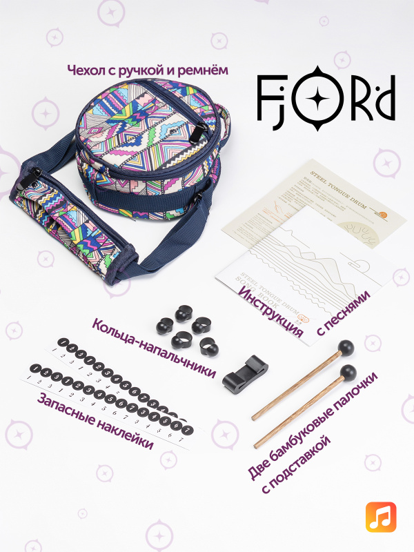 Глюкофон Fjord Prana 12,7 см, синий, 8 нот, До-мажор (C)